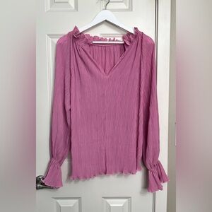 Impressions Pleated Ruffle Blouse NWOT